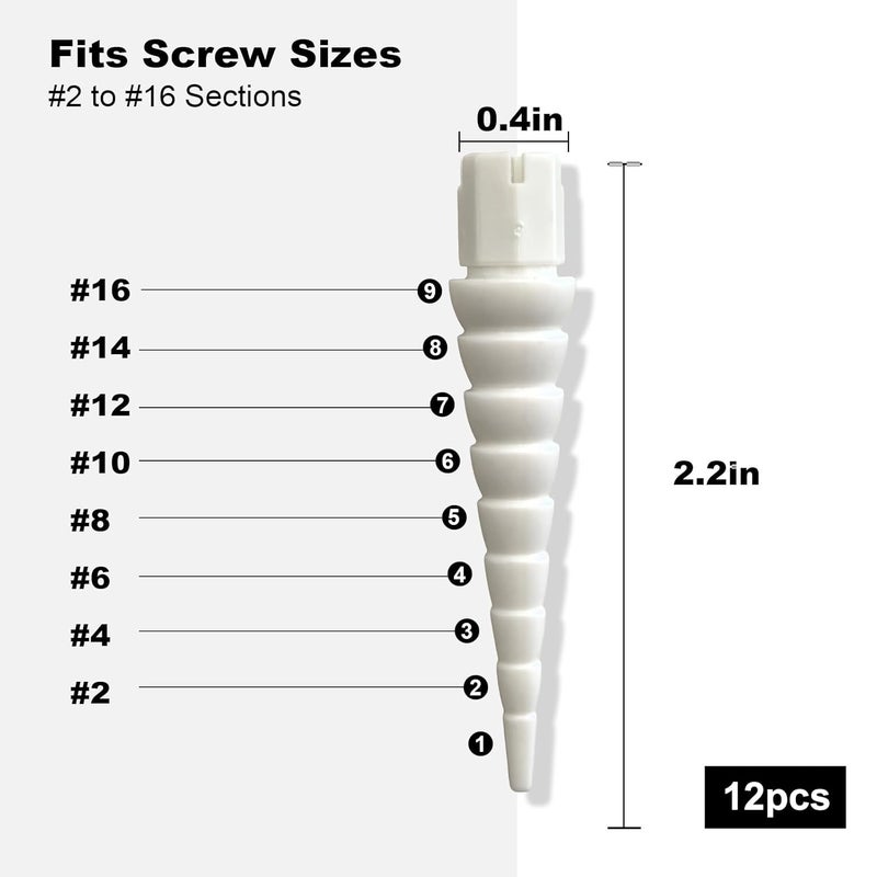 Haespot White 12PCS Stripped Screw Hole Repair Anchor, Door Hinge Screw Hole Filler, Multi Use Wall Anchors, Fits Wood Screws Sizes #2 to #16 - Image 2